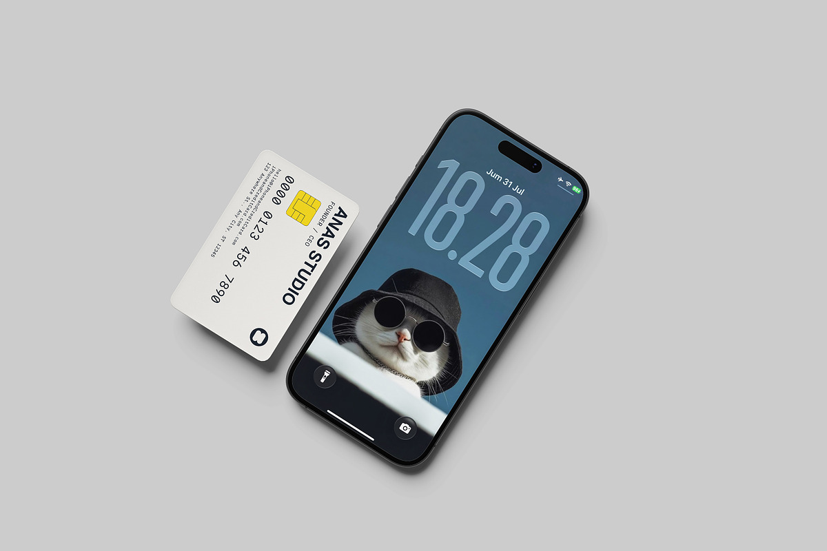 iPhone and Credit Card Mockup, an iPhone Mockup by AnasStudio (Photo 7 of 13)