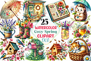 Watercolor Cozy Spring Sublimation, an Illustration by DreamCafeArt (Thumbnail 1 of 5)