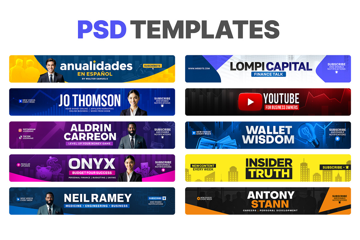 Business YouTube Banner Bundle Pack, a Social Media Template by Vaughn Studios (Photo 1 of 7)