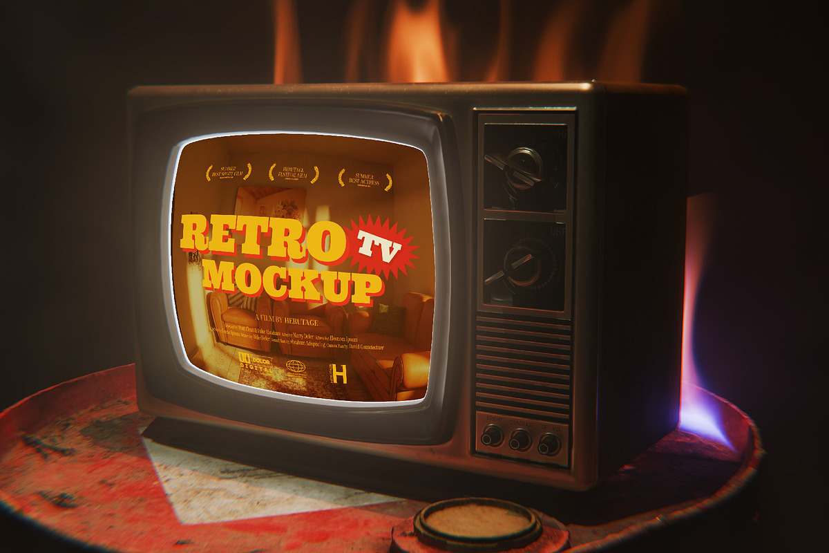 Dramatic Retro TV Mockup, an Advertising Mockup by herutage (Photo 5 of 6)