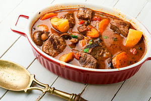 Ragout with beef and mushrooms
