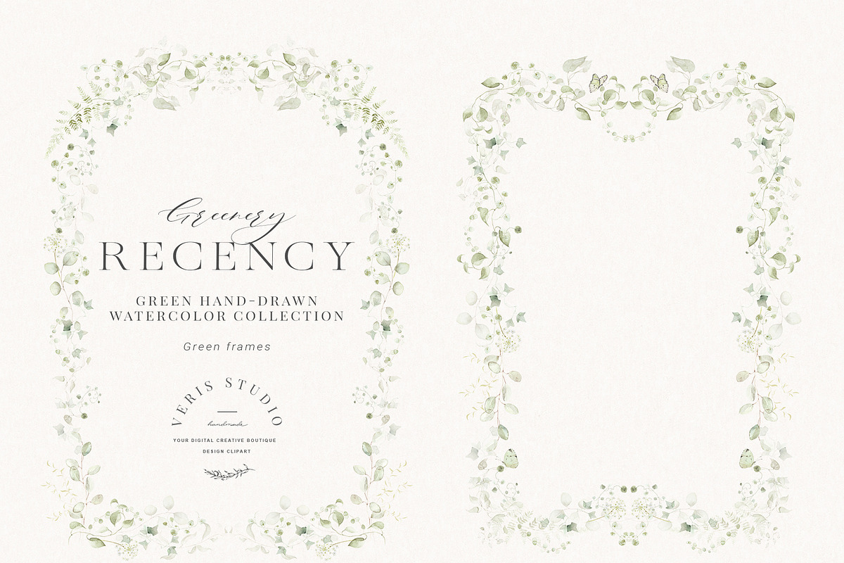 Watercolor Floral Green Ivy Leaf Set, a Decorative Illustration by Veris Studio (Photo 8 of 15)