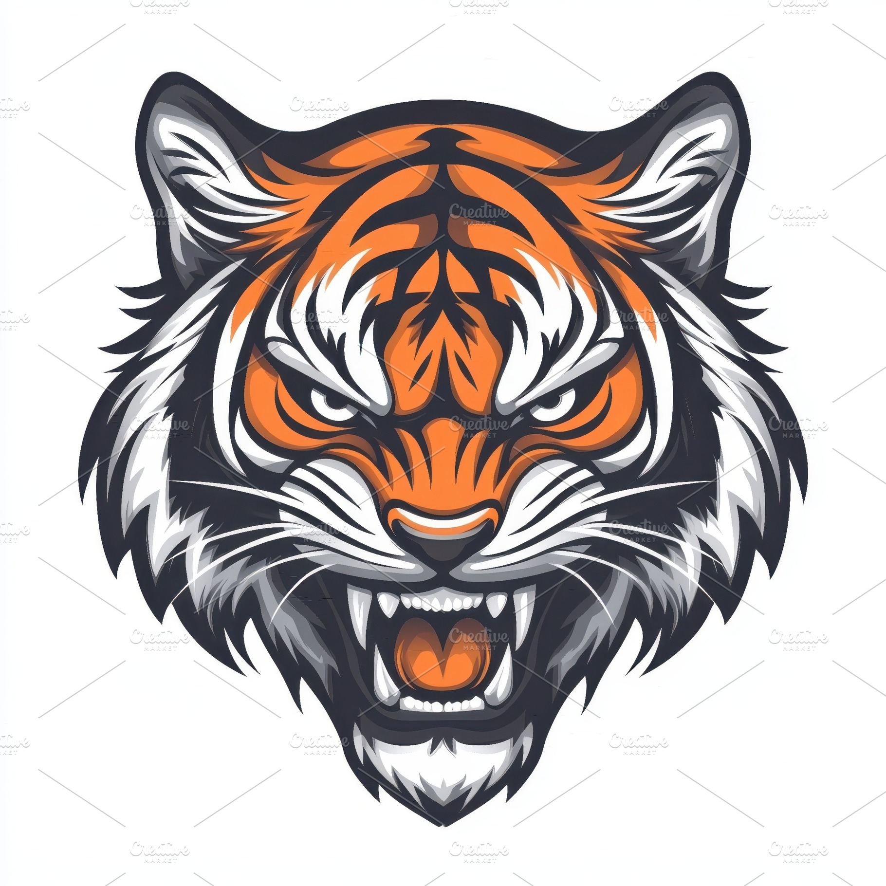 Roaring Tiger Head fierce predator i, an Animal Photo by Pixeness Studio