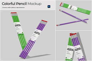Colorful Pencil Packaging Mockup