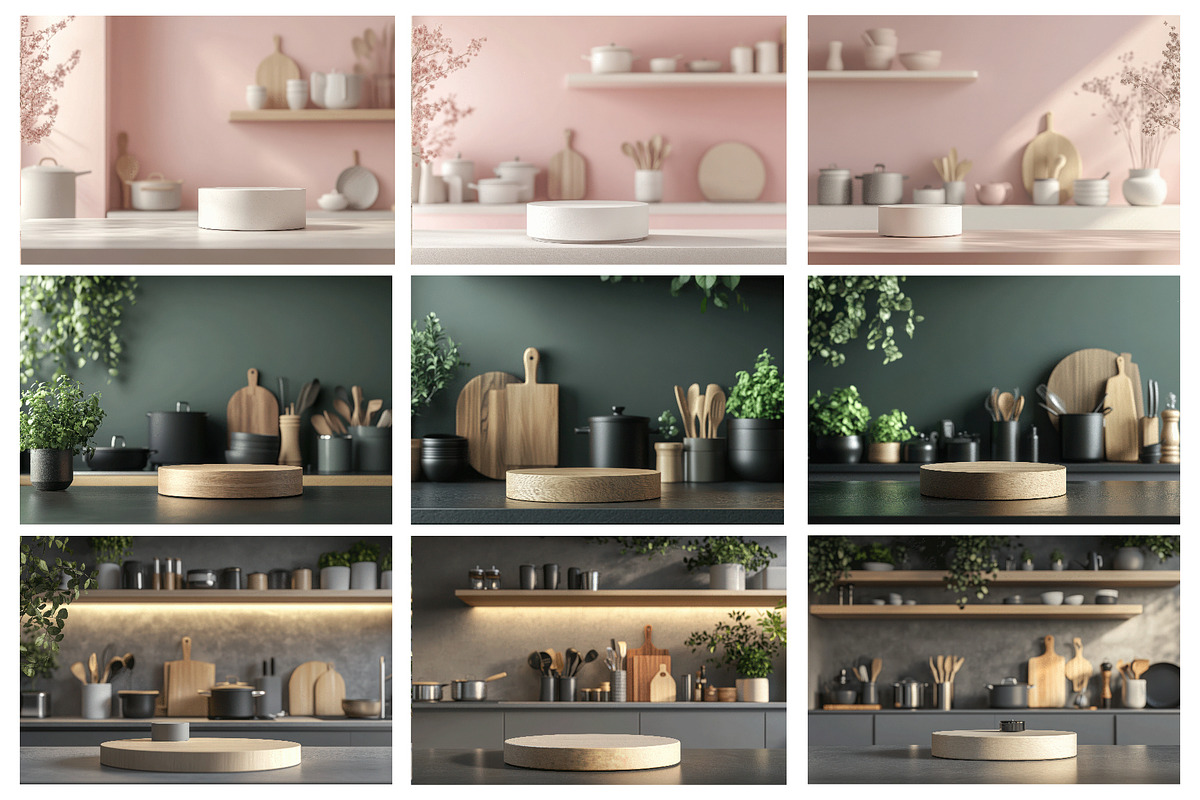 Modern Kitchen Podium Mockup, a Background Photo by Nebbia (Photo 3 of 4)