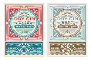 Antique label with gin liquor design, a Flyer Template by OneVectorStock