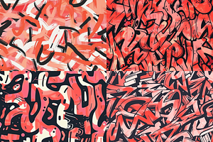 Coral Graffiti Seamless Patterns