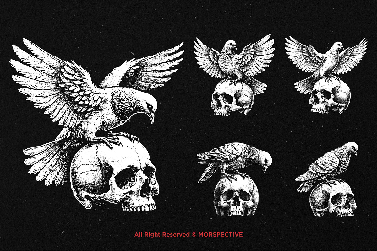 10 Bundle Dark Art Dove Standing, an Illustration by Morspective (Photo 5 of 7)