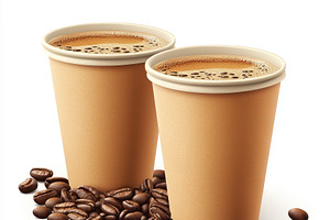Two cups of coffee surrounded by cof, a Food & Drink Photo by Pixeness Studio