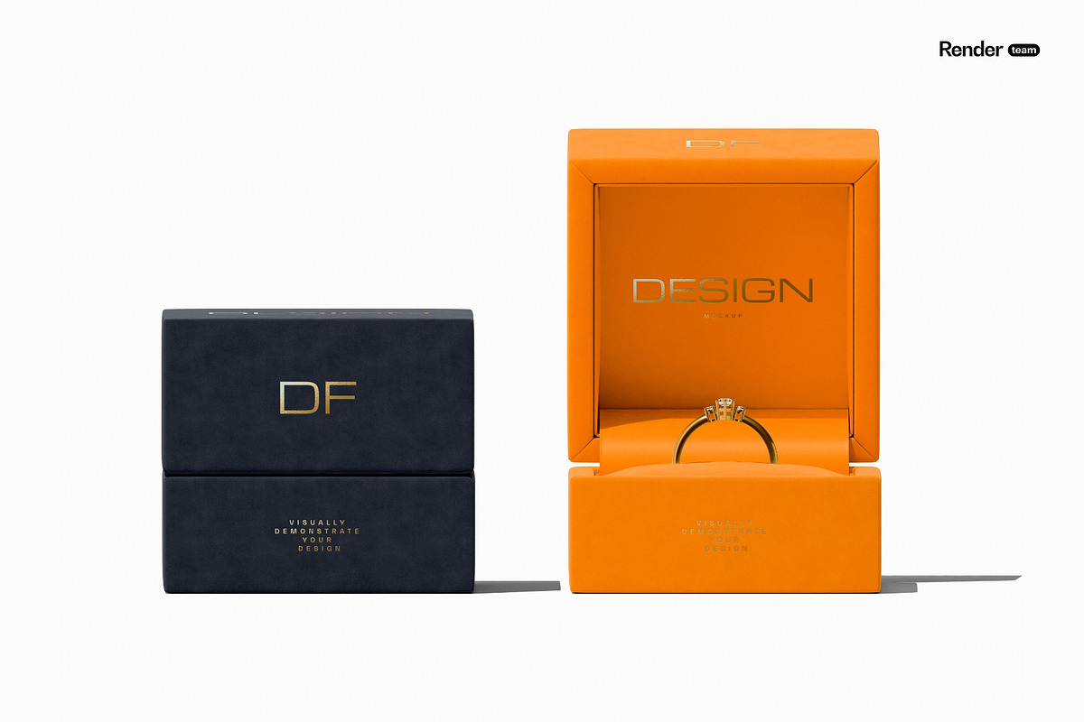 Jewelry Box Mockup Set, a Packaging Mockup by Renderteam (Photo 5 of 10)