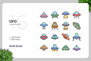 Ufo Colored Icons, an Icon by Upnowgraphic
