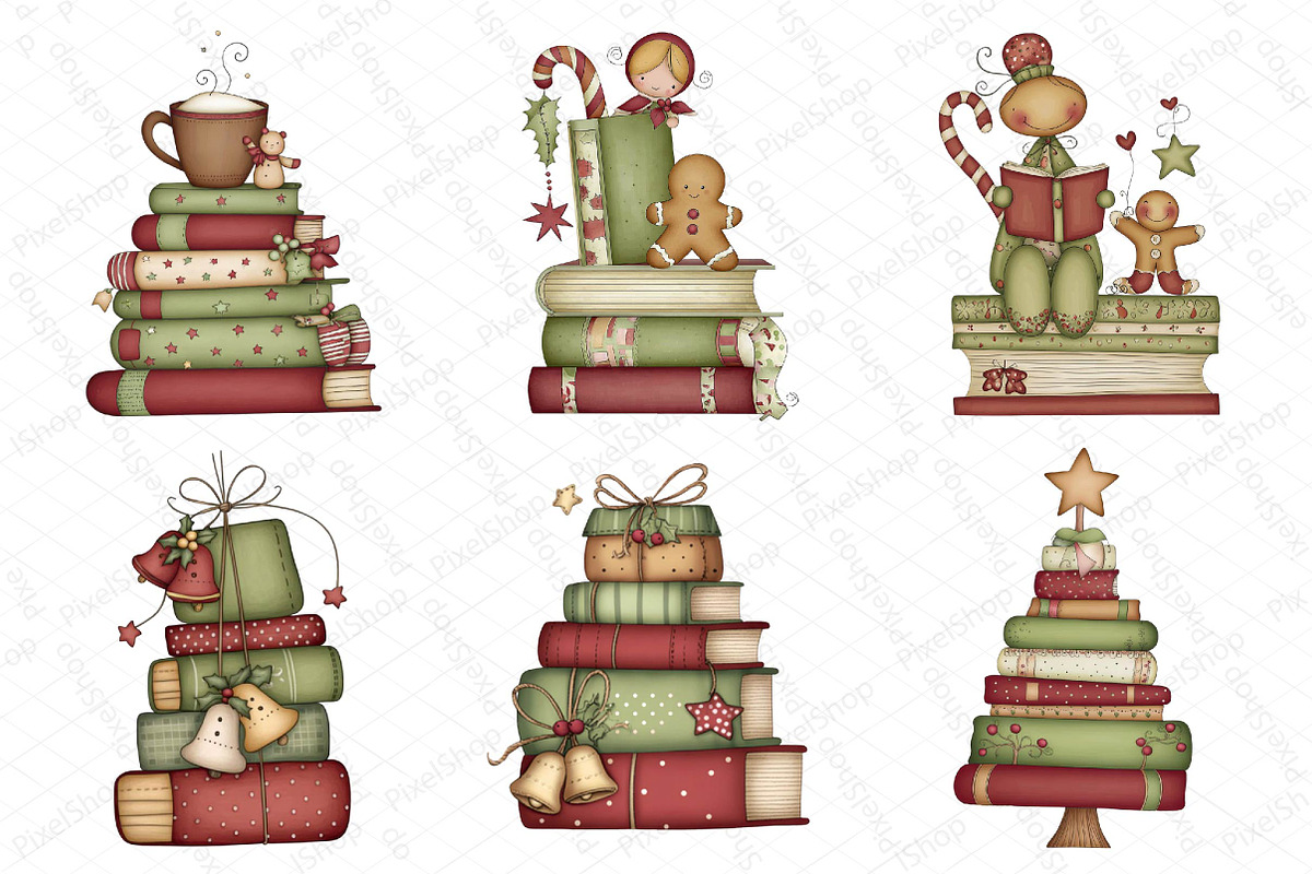 Whimsical Christmas Books Clipart, an Illustration by DreamPrint404 (Photo 6 of 6)