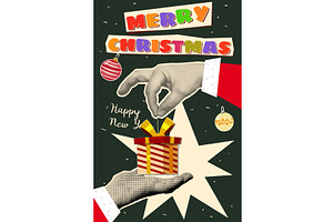 Hand of Santa Claus hold gift box, an Illustration by Vector_Up