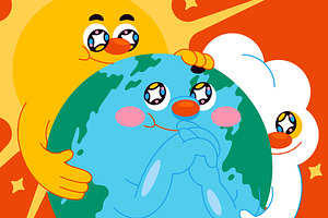 Orange Flat Earth Day Illustration, a Seasonal Illustration by graphicook