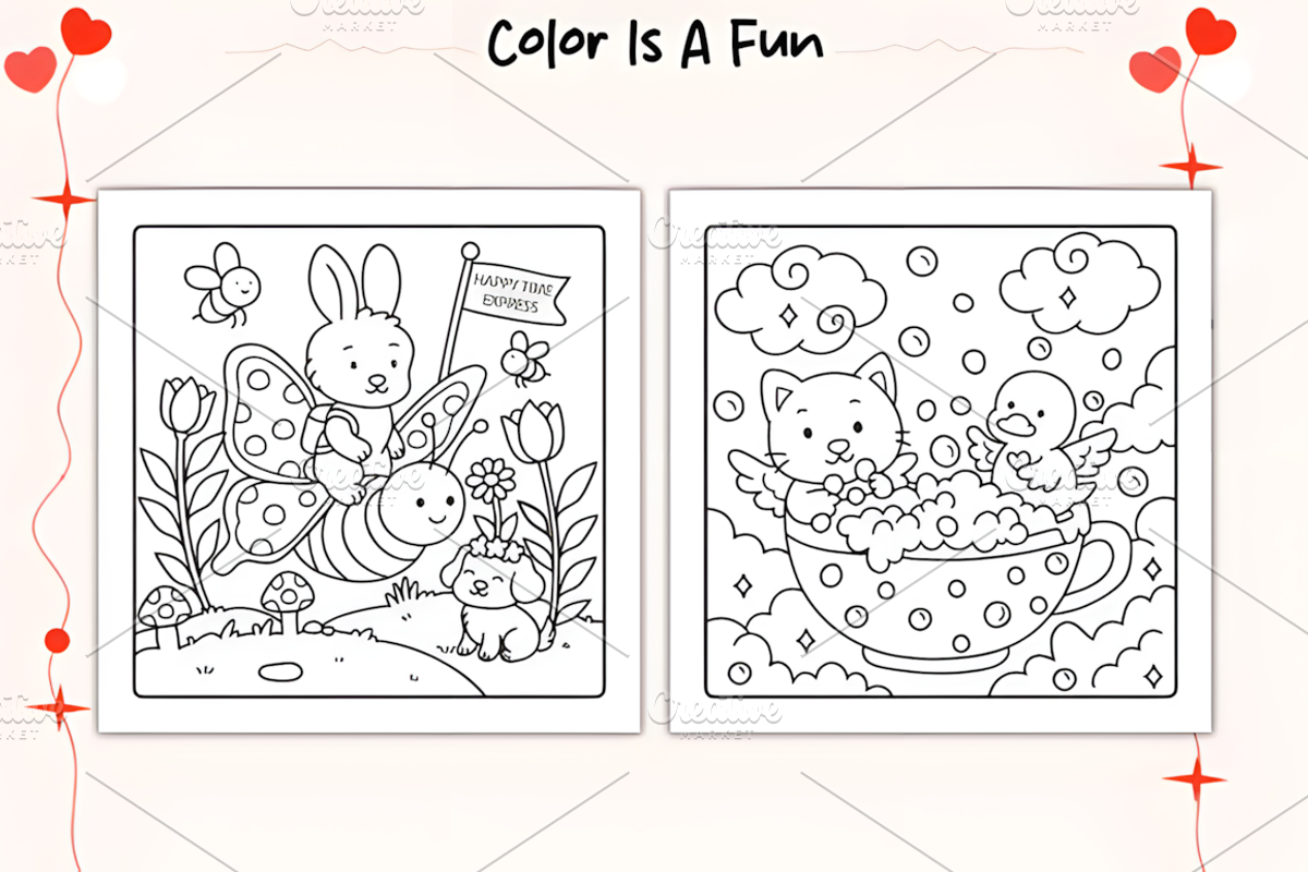 Hygge Clouds Cozy Coloring Pages, an Animal Illustration by Coco Bloom (Photo 3 of 4)