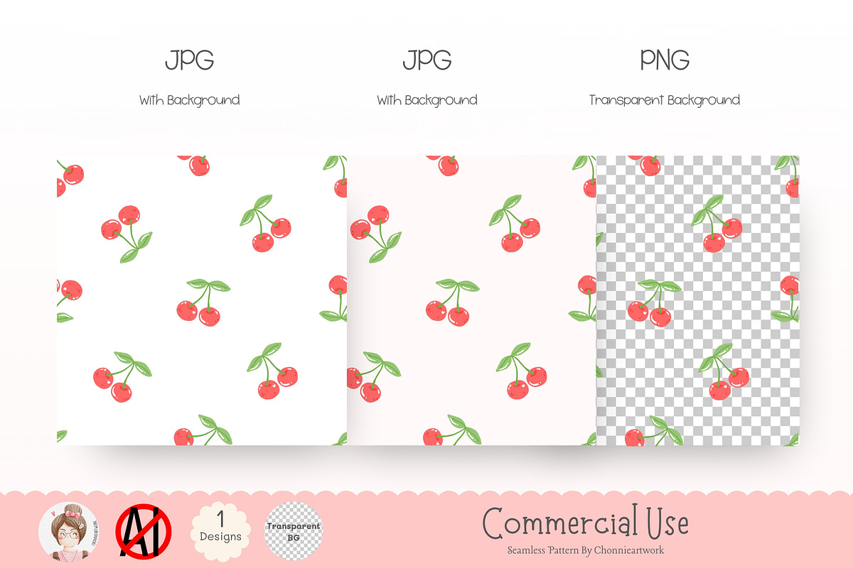 Cherry Seamless Pattern PNG, a Pattern Graphic by Chonnieartwork (Photo 2 of 5)