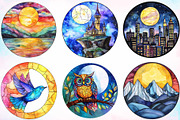 Moonlit Nights Round Stained Glass, an Object Illustration by Canvas Craft (Thumbnail 2 of 4)