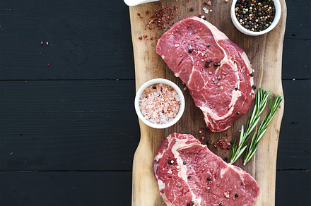 Raw fresh meat ribeye steak containing meat, ribeye, and raw, a Food & Drink Photo by Foxys
