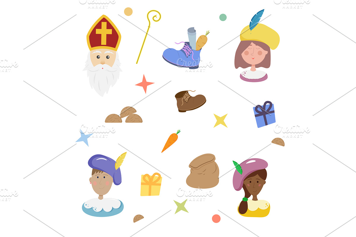 Dutch holiday Sinterklaas set, a Pattern Graphic by Iryna Melnyk Photography