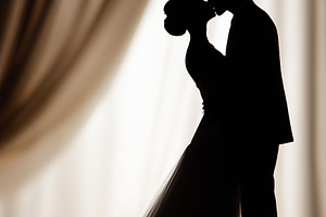 Elegant silhouette of a bride and, a Person Photo by MistyDay
