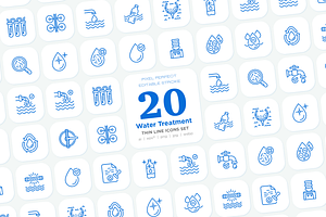 Water Treatment 20 Icons Set