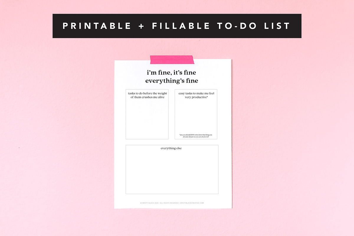 Honest To-Do List Planner Printable, a Templates & Theme by Kristy Black Creative