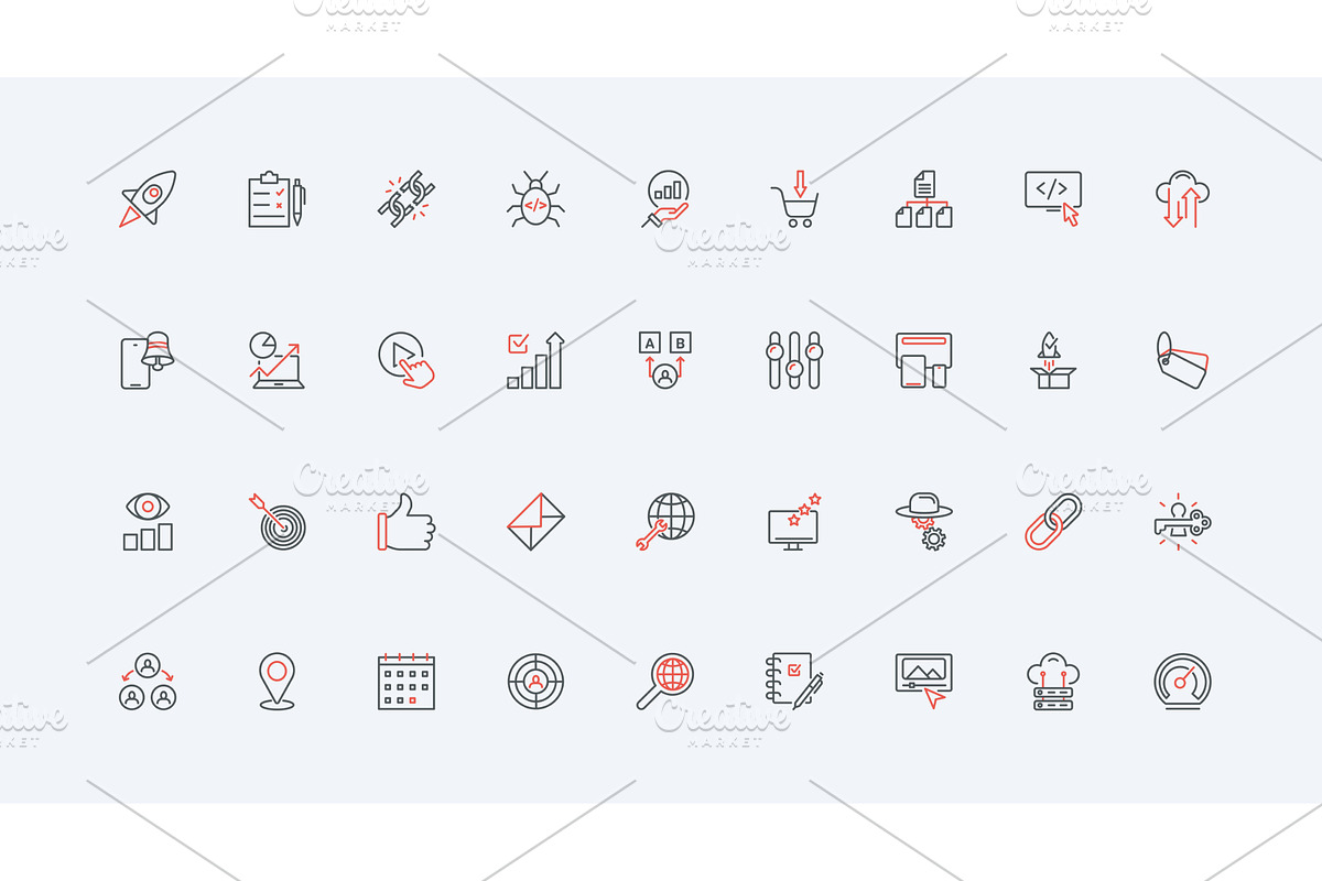 Seo search engine optimization icons, a Technology Illustration by Lemberg Vector