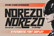 Norezo - A Futuristic Display Font, a Sans Serif Font by Afkari Studio (Thumbnail 1 of 9)