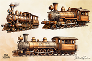 Vintage Wooden Train Sublimation Png, an Object Illustration by danishgraphics (Thumbnail 4 of 9)