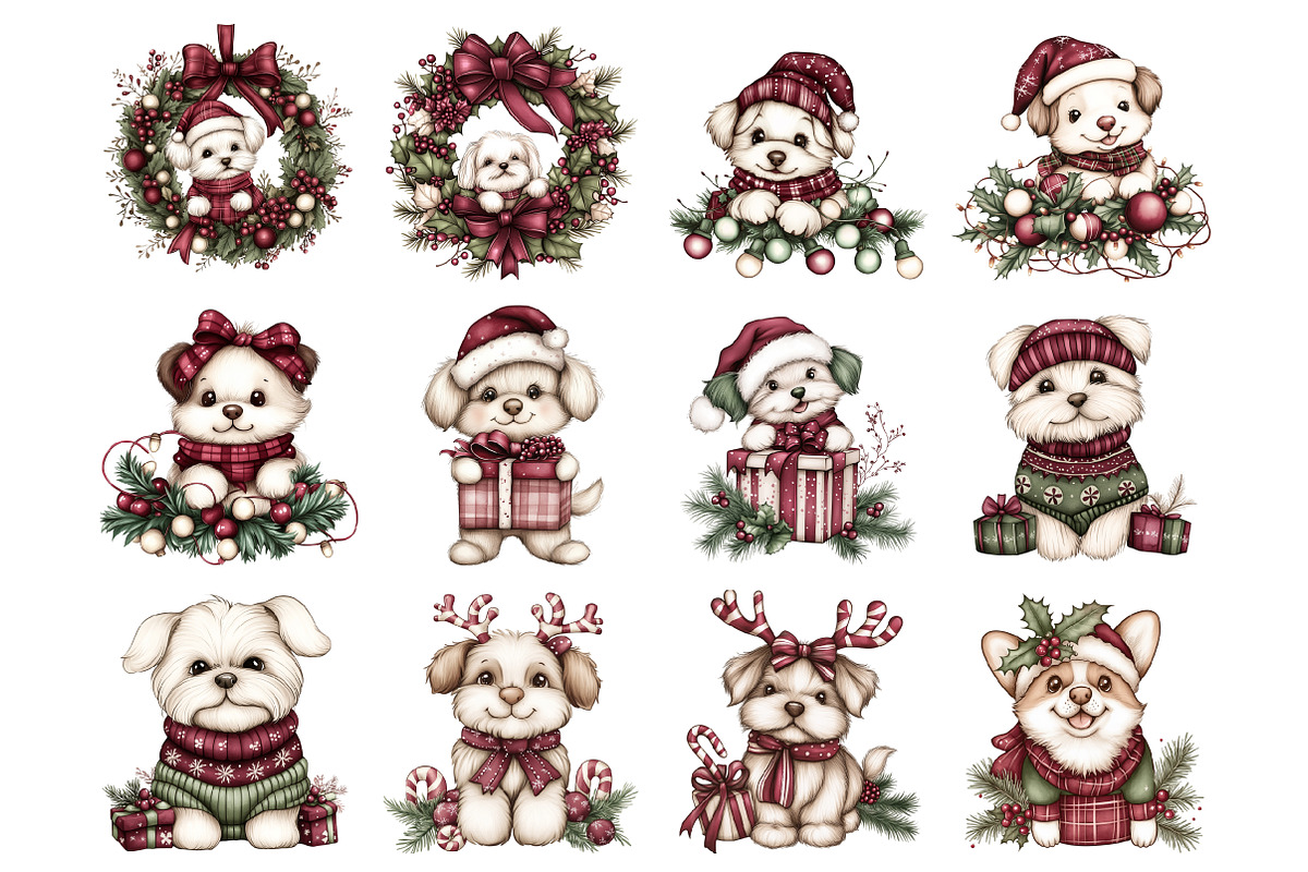 Whimsical Christmas Fluffy Dogs, a Graphic by CitraGraphics (Photo 4 of 4)