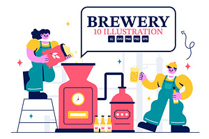 10 Beer Brewing Process Illustration, a Food Illustration by denayunebgt