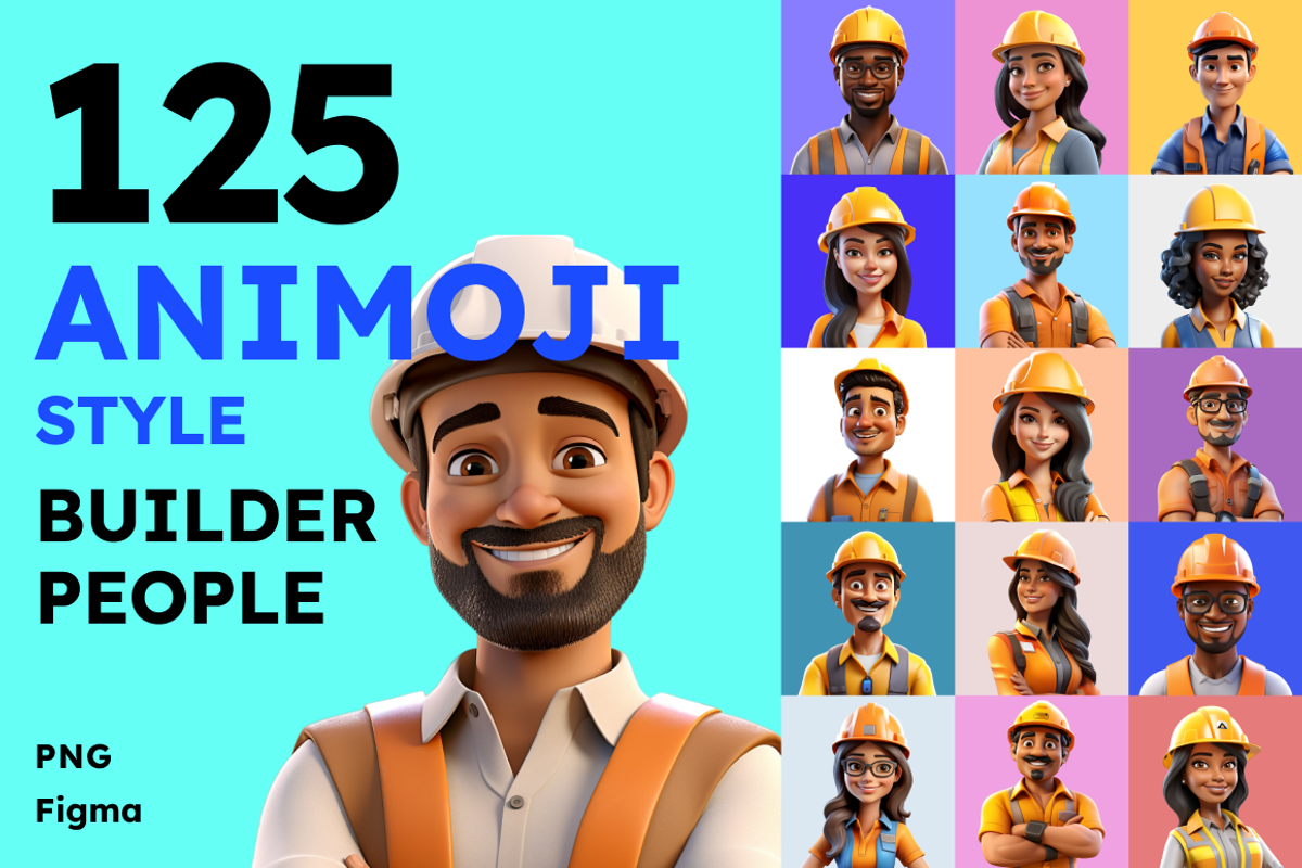 125 Animoji - Builder People, a Characters & Person 3D Model by Digital Blood (Photo 1 of 9)