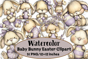 Baby Bunny Easter Clipart, an Illustration by Design Market