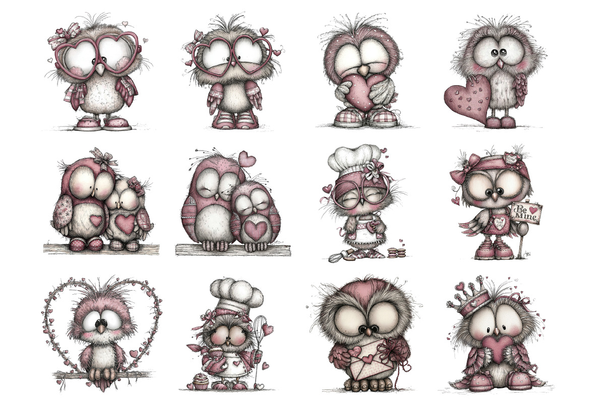Valentine Owl Clipart, an Illustration by Design Market (Photo 2 of 3)