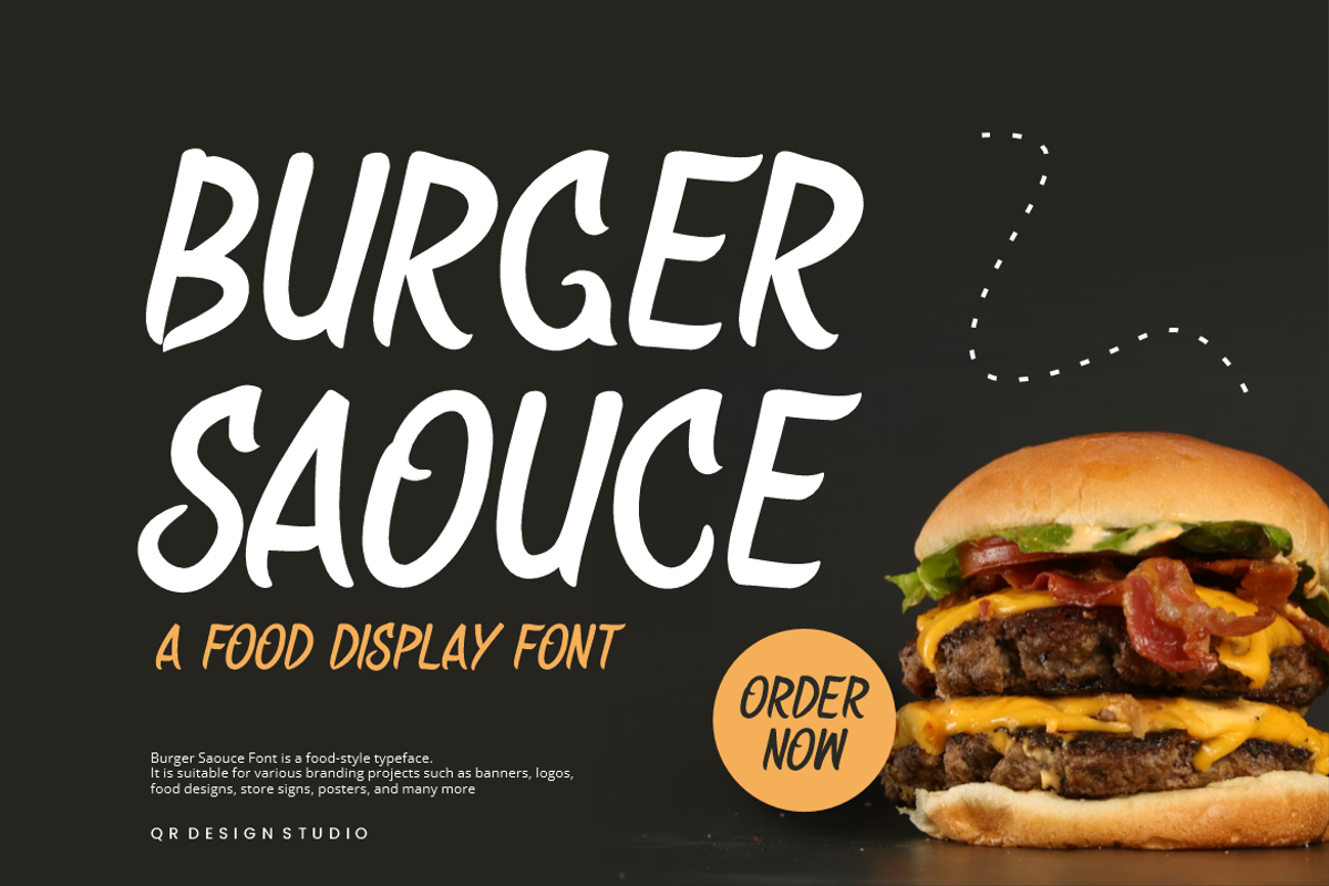 Burger Saouce - Food Font, a Handwritten Font by QR Design Studio (Photo 1 of 7)