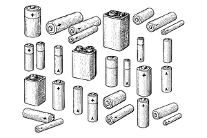 Household Battery Line Art, an Object Graphic by nikagraphic