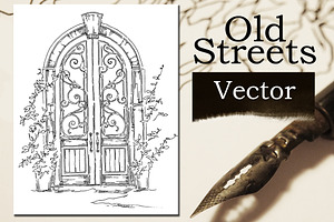 Arched Door Ink Drawing