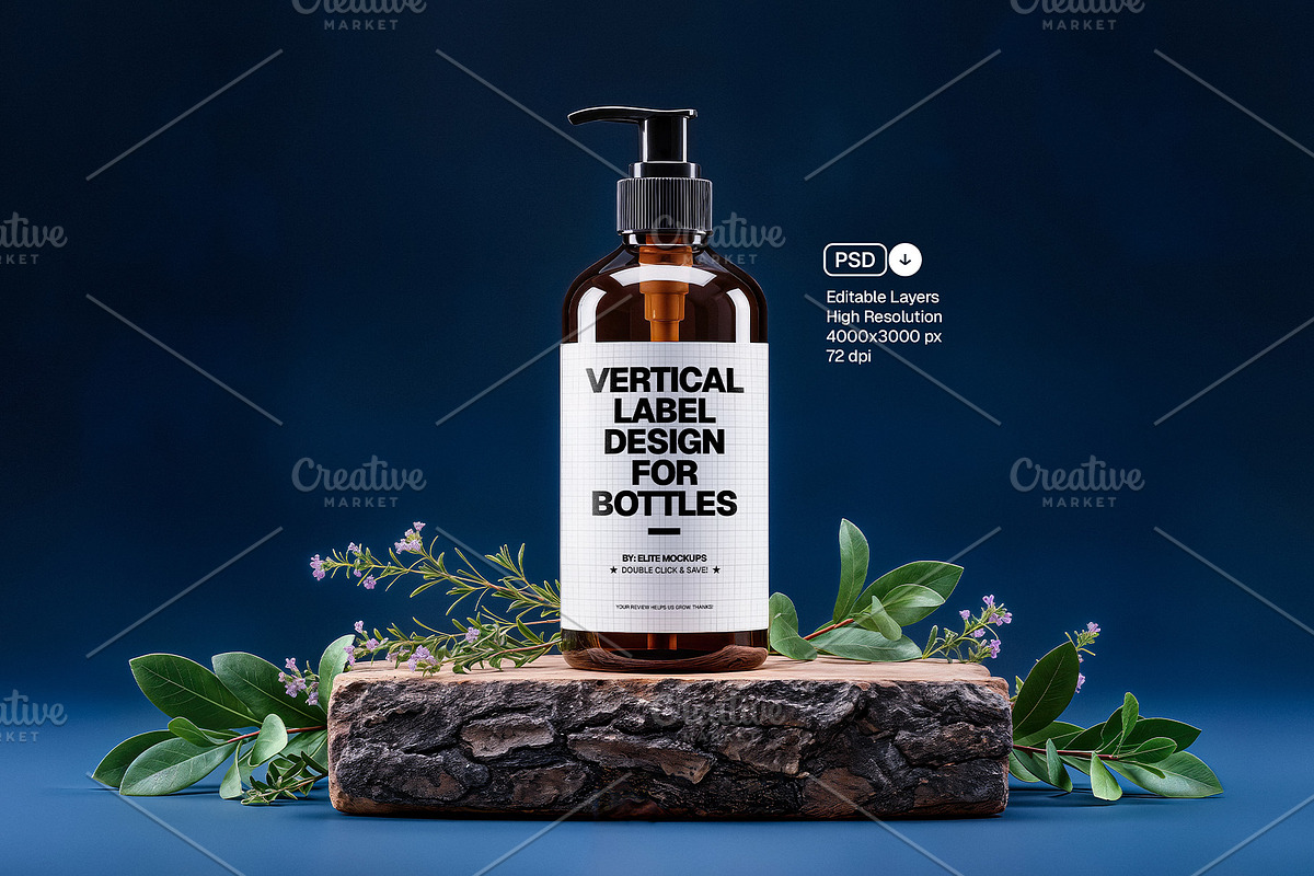 Vertical Label & Business Card Mocku, a Cups & Container Mockup by Elite Mockups (Photo 1 of 2)