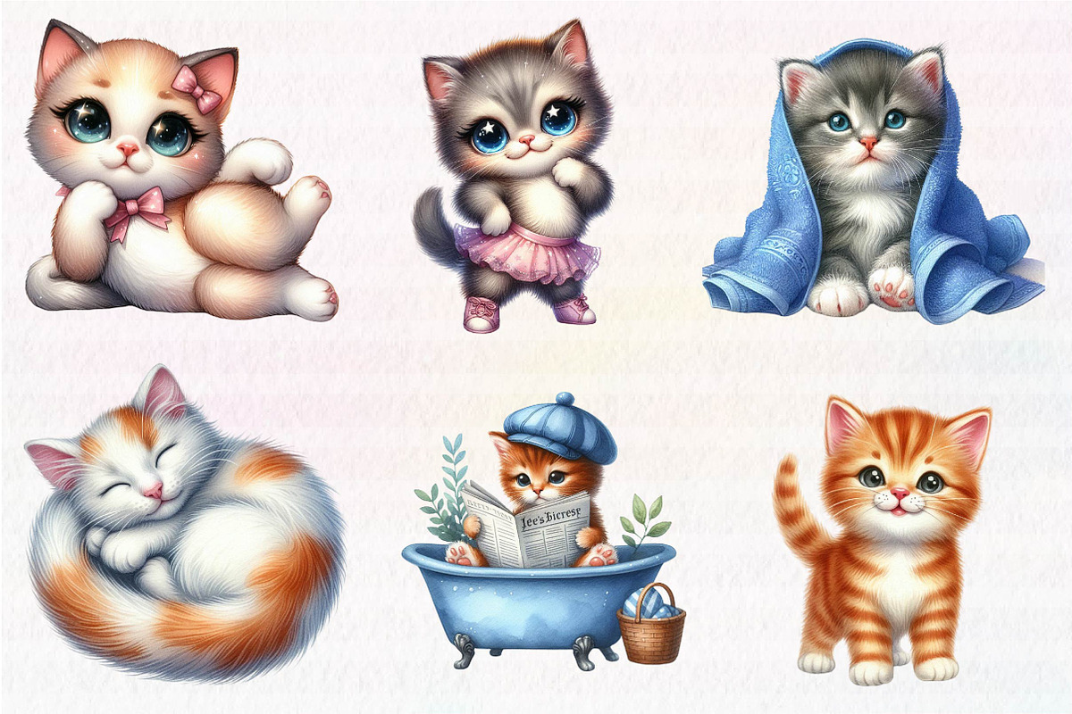 Kawaii Kitten Sublimation Clipart, an Illustration by CreationArt (Photo 3 of 5)