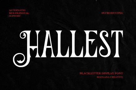 Hallest Blackletter Display Font, a Blackletter Font by Maulana Creative