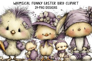 Whimsical Funny Easter Bird Clipart, an Illustration by Daily.Designs