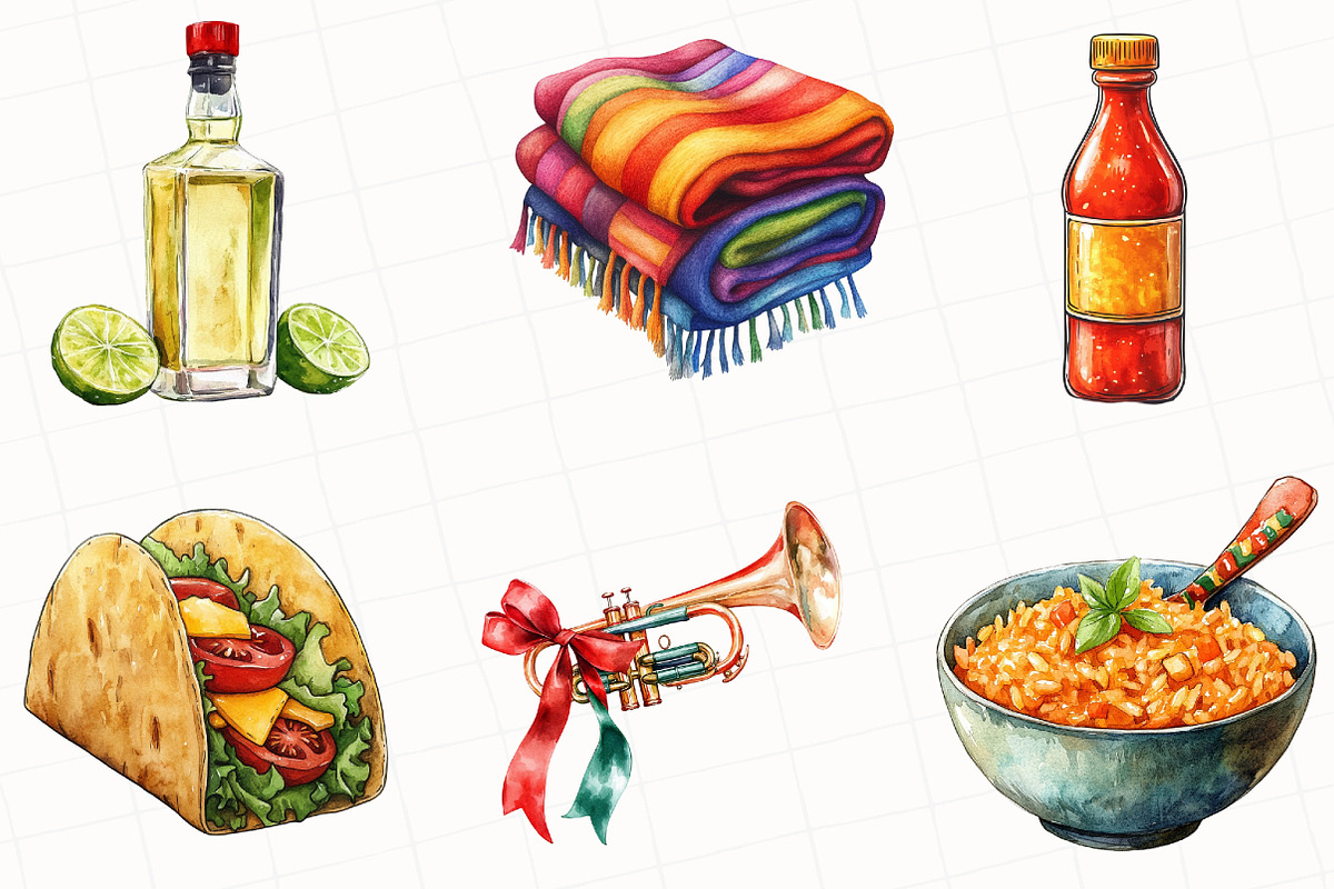 Watercolor Cinco De Mayo Clipart, an Illustration by OK Design (Photo 4 of 5)