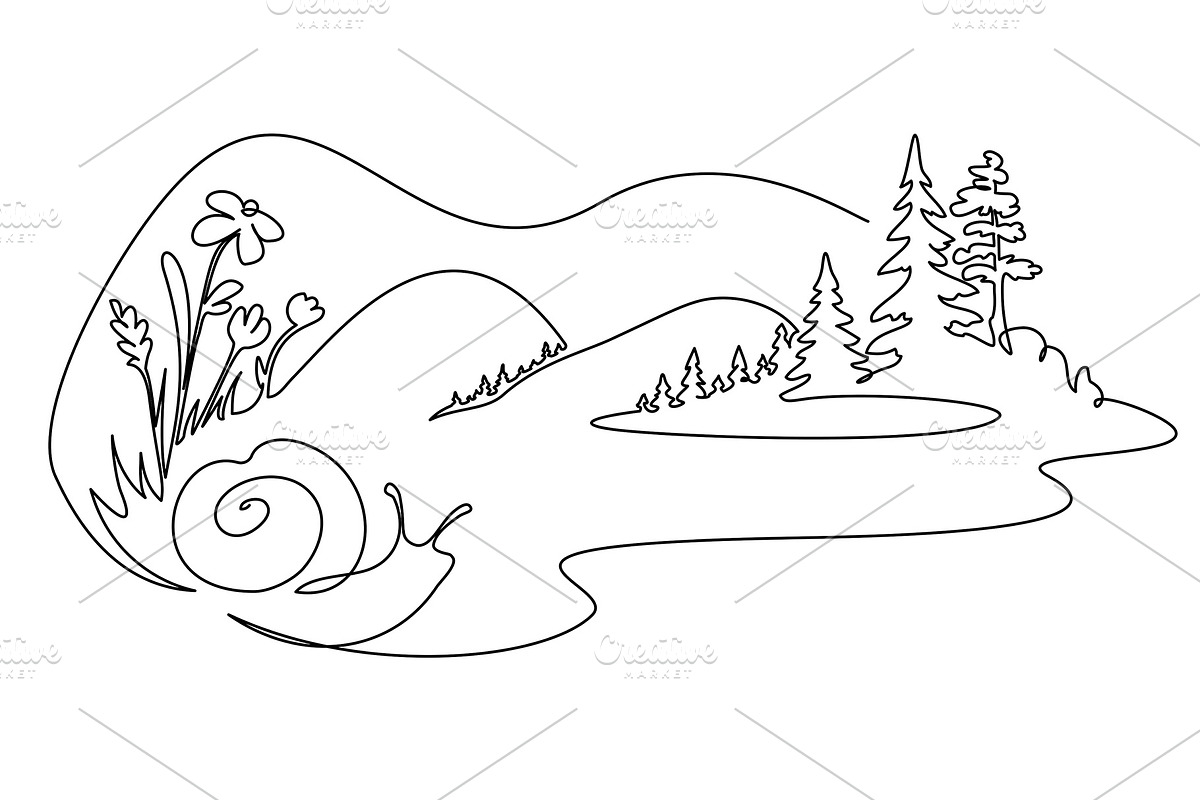 Beautiful landscape with Lake, woods, a Seasonal Illustration by Valenty (Photo 2 of 3)