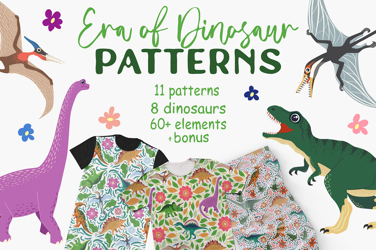 Era of Dinosaurs Patterns, a Pattern Graphic by Michiru13 (Photo 1 of 17)