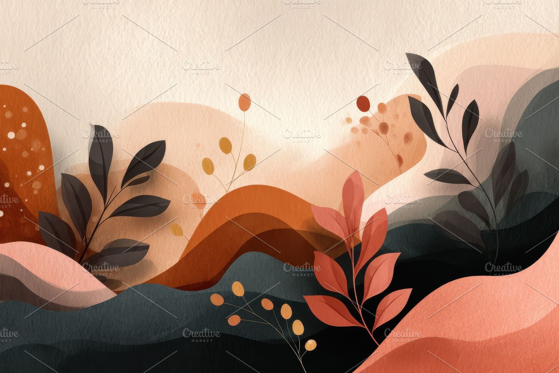 Abstract landscape with autumnal fol, a Photo by Pixeness Studio