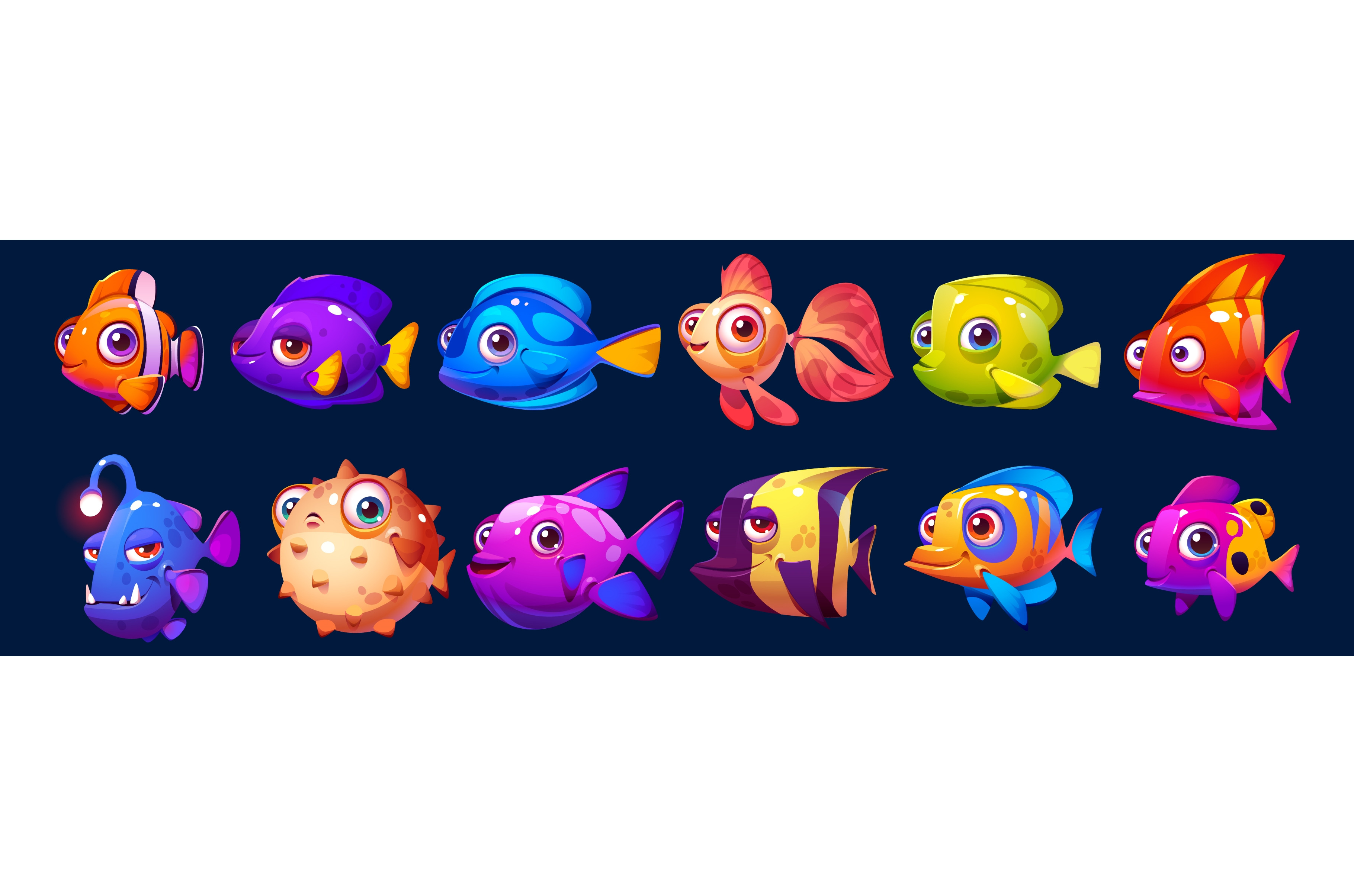 Cute vector cartoon fish characters, an Illustration by art PVP ...