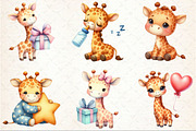Cute Giraffe Watercolor Cliparts, an Illustration by Rose Art (Thumbnail 3 of 7)