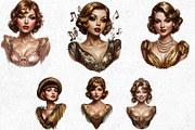 Vintage flappers clipart set, a Decorative Illustration by ThatsDesignArt (Thumbnail 6 of 10)
