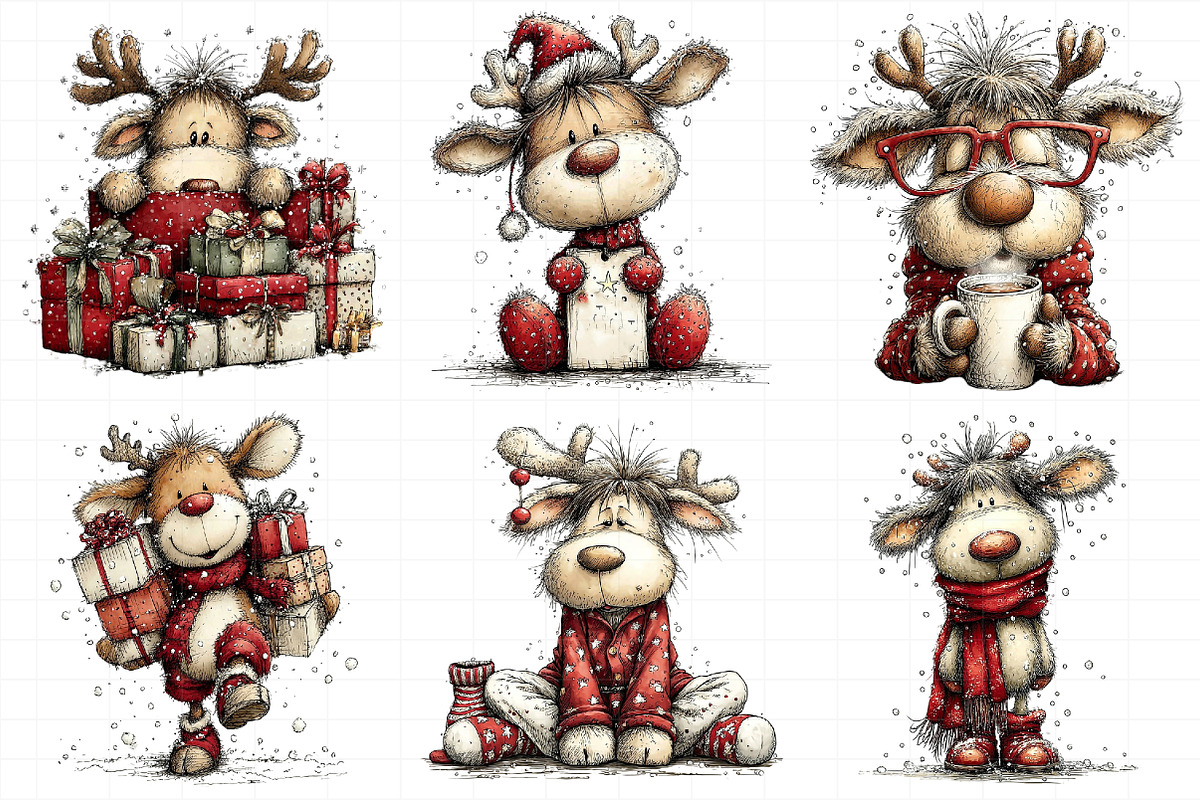 Funny Christmas Reindeer Clipart, an Illustration by Daily.Designs (Photo 8 of 8)