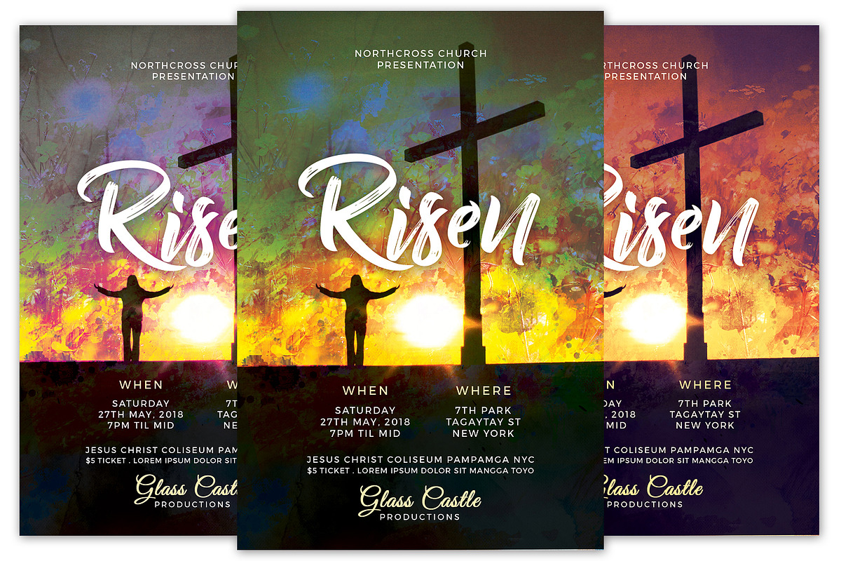 Risen Church Flyer, a Flyer Template by KiraYamato Design Studio